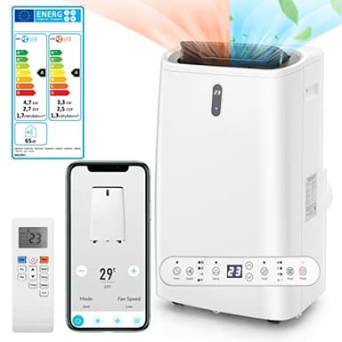RELAX4LIFE Aire Acondicionado Portátil 4 en 1 con Calefacción, Refrigeración, Ventilador, Deshumidificador, Control de Aplicación WiFi y Control Remoto, Temporizador 24H (16000BTU)