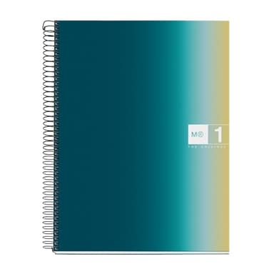 Miquelrius - Cuaderno A4, Cuadrícula 5 mm, Cuaderno tapa dura de cartón plastificado, Libreta A4 con 80 hojas microperforadas, Papel Extra Opaco 90 g/m², Espiral metálico, 4 taladros para archivar