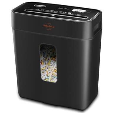 Destructora de Papel de Corte Transversal para 6 Hojas, Papel, Tarjetas, Grapas y Clips, para el Hogar y la Oficina, Yistema a Prueba de Atascos de Alta Seguridad Nivel P-4, Papelera de 15 l