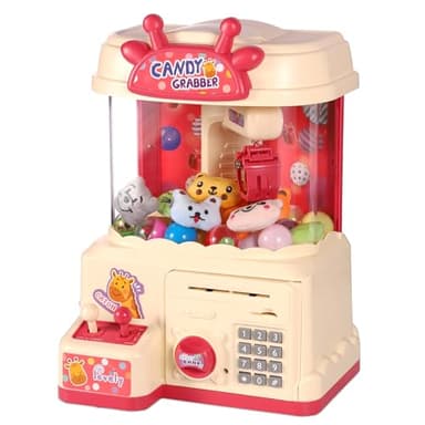 Máquina de Garras para Niños, Lindo Ciervo Máquina de Garras de Hucha con 10 Muñecos de Peluche y 20 Monedas Máquina Expendedora para Niños Niñas Cumpleaños Regalos, Juguetes