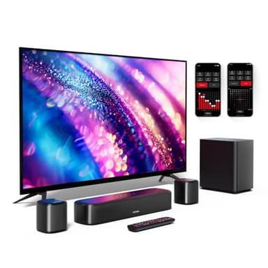 ULTIMEA 5.1ch Barra de Sonido TV, Soundbar y 2 Altavoces Surround, Control por Aplicación, Barra Sonido TV con Subwoofer, Barra de Sonido Bluetooth 5.3, Opt/AUX, Potencia Máxima de 250W, Aura A30