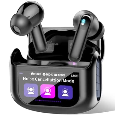 Auriculares Inalámbricos Bluetooth ANC Reducción de Ruido, Auriculares Bluetooth 5.4 Con HD Micrófono, Sonido Premium, Pantalla Táctil, IP7 Impermeable Cascos Inalámbricos 40H Reproducción, Negro