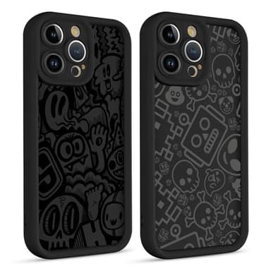 Yimctoie 2 Piezas Funda para Samsung Galaxy S23 5G 6.1", Creativo Esqueleto Ghost Dibujos Estética Divertida Diseño Carcasa Proteger Caso con Cámara Suave TPU Antichoque Bumper Case Cover