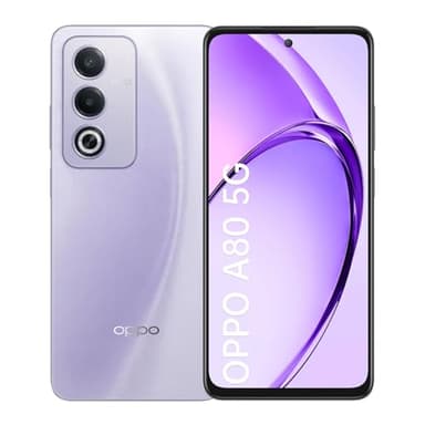 OPPO A80 5G 8+256GB Smartphone Desbloqueado, Teléfono Móvil, Pantalla 120Hz 6,67" LCD, Dimensity 6300 5G, IA Cámara 50MP, SUPERVOOC 45W, Batería 5100mAh, Splash Touch, NFC, Dual SIM, Morado