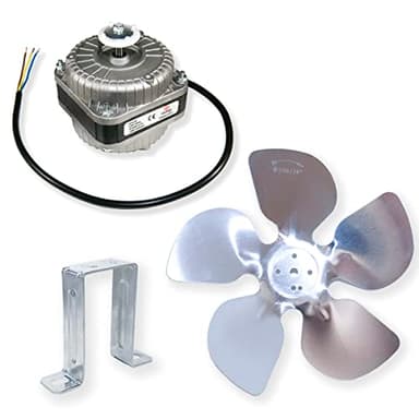 GOLDMAN SERVICE Kit Motor Fan Ventilador de Botellero Frigorífico 10W con Soporte y Aspas. Para Refrigerador Congelador Vertical Nevera Cámara Frigorífica Industrial. Compatible con Grandes Marcas