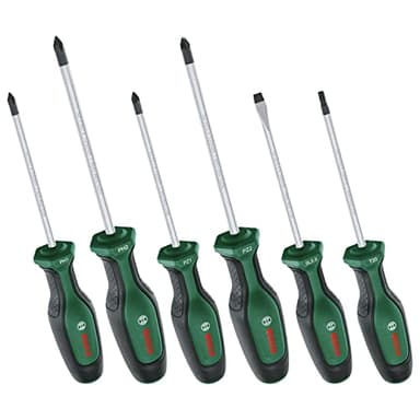 Bosch Juego de destornilladores, 6 piezas (6 destornilladores de alto rendimiento para bricolaje; acero S2; empuñadura suave; punta magnética) - Amazon Edición