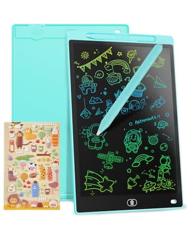 Genialba Tableta de Escritura LCD de Colores de 10, Tablero de Dibujo Electrónico - Tablero de Grafiti con Pizarra de Dibujo Borrable Portátil (Azul)
