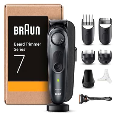 Braun Recortadora De Barba Series 7 BT7441, Máquina de afeitar, Recortadora Con Accesorios De Barbero Y 100 Minutos De Autonomía