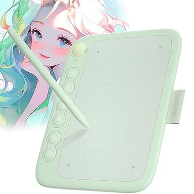 Tableta Grafica UGEE Q6, Tableta Dibujo Digital Portátil de 6 Pulgadas para Teléfono/Computadora/Tableta, Lápiz Capacitivo Sensible a la Presión 8192, Tablet para Dibujar con Cable de Datos, Verde