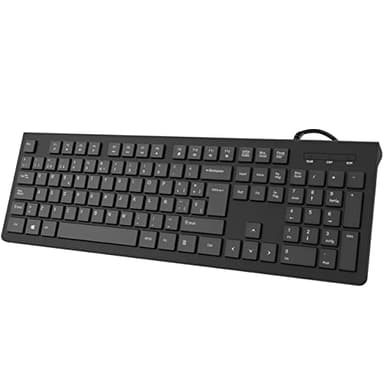 VEILZOR Teclado USB, Teclado QWERTY Español, Teclado Ordenador con Cable,Tamaño Estándar,Soportes Plegables,Resistente a Salpicaduras, Letras Antidesgaste para Windows, Mac, Laptop
