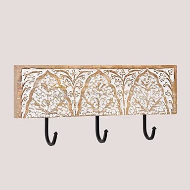 SKLUM Perchero de Pared en Madera de Mango Tiala Madera de Mango - Hierro Madera Blanca Vintage
