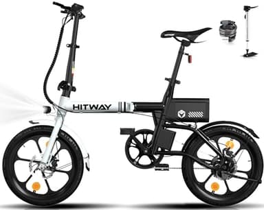 HITWAY Bicicleta Eléctrica Plegable, 16"×2.5" Bici Eléctrica de Batería Extraíble Alcance hasta 25-60km, E-Bike para Camino de la Ciudad