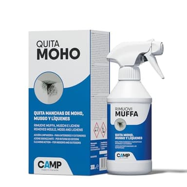 Camp Quita Moho - antimoho para paredes interiores y exteriores de acción rapida, aerosol antimoho limpieza, perfecto para eliminar moho, musgo y hongos - productos limpieza casa, 300 ml