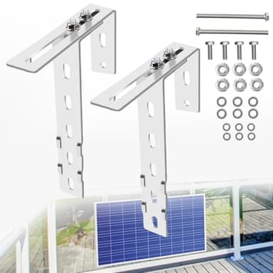 STFALI 2 ganchos para soporte de planta de energía de balcón, soporte para panel solar, ganchos para módulos solares, soportes para rectangular, fijación solar, sin taladrar