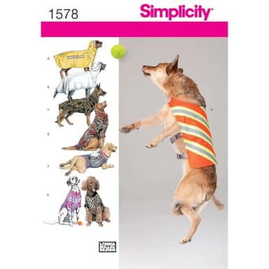 Simplicity Simplcity Patrón de Costura 1578: Ropa de Perro de Gran tamaño, Talla OS, Papel, Blanco, OS (One Size)
