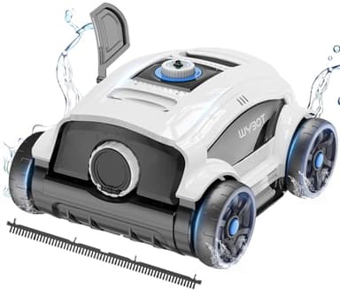 WYBOT Robot Piscina para 130 Minutos de Uso, Limpiafondos Piscina Fuerte Succión, Doble Motor, Rápida Eliminación del Agua, Aspirador para Piscinas Elevadas/Exteriores de hasta 100m²
