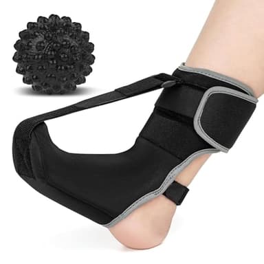 TOFBS Férula Nocturna Fascitis Plantar Brazalete de Noche Ajustable Transpirable Ferula Fascitis Plantar con Bola de Masaje Puntiaguda para Pies Planos Tendinitis de Aquiles(Negro M)