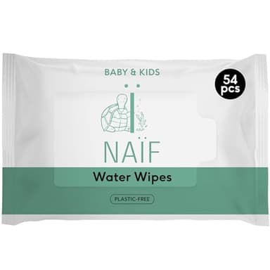 Naïf - Toallitas húmedas sin plástico - 54 toallitas - Cuidado del culito, cuerpo y cara del bebé - 99% agua - 0% perfume y alcohol - Caja de toallitas húmedas sostenibles - Línea Eucalipto Sensitive