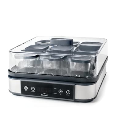 Lacor - 69439 - Yogurtera de Vasos Deva, 9 Tarros de Cristal Incluidos, Temperatura Ajustable, Temporizador, Apagado Automático, Incluye Recetario, 100% Libre de BPA, 170ml x 9