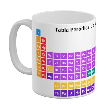 Taza Tabla Periódica en Español de Cerámica 350ml - Mug de los Elementos Periódicos para el Café, Agua, Desayuno, Merienda… - Regalo Original para Científicos o Amantes de la Ciencia - Tazón Unisex