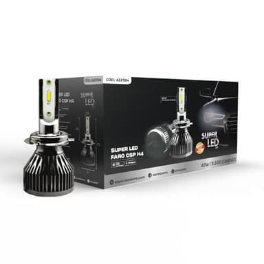 ASX Iluminación Super LED Homologadas en España, 13W, 1170 Lúmenes reales, Lámpara de Faros Delanteros 12-70V. Bombillas LED Luz Blanca 6000K Chip CSP, Conversión Faros Led, IP68, PACK 2 (H4)