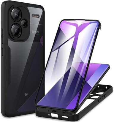 CENHUFO Funda Xiaomi Redmi Note 13 Pro Plus 5G / Note 13 Pro+ 5G, Carcasa Antigolpes 360 Grados con Protector Pantalla Integrado Robusta Doble Cara Bumper Case Transparente Completa Capa - Negro