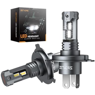 Zethors Bombillas H4 LED Canbus Kits de Bombilla H4 Universales Lámparas LED H4 Faro Coche para Luz Carretera y Cruce, 50W 16000LM 6000K Luces Blanca Xenón, Plug & Play, IP68 Impermeable, 2 Unidades