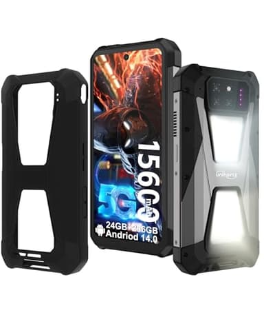 Unihertz Tank 3s 5G Teléfono Movil Android 14, 24GB RAM+256GB ROM (TF 1TB) 5G Móvil Irrompible con Proyector, 6,79'' Rugged Smartphone Resistente 15600mAh,Luz de Camping Doble/Face ID/OTG/GPS/Dual SIM