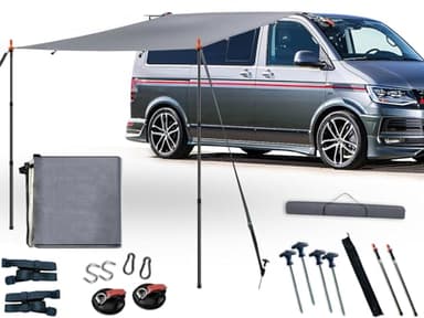 Toldo Camper, Avance Furgoneta, Toldo Furgoneta, con Riel De Refuerzo (4-6 Mm), T4, T5, T6 Camping, Impermeable, Toldo Furgoneta Camper, Anti-UV, Varillas para Tienda de Campaña, Ventosa