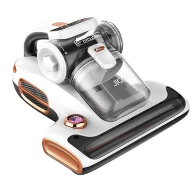 JIGOO T600 Aspiradora Antiacaros para Colchones con Luz UV y Vibración, 700W 15kpa Elimina 99.9%, Pantalla LED, 5s Colector de Polvo de Calentamiento Rápido,Diseño Silencioso 72dB sin Ruido