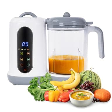 Hoapin Robot de Cocina Infantil 4 en 1, Batidora Multifunción para Bebé, Vaporera Cocinar Vapor, Cocina y Trocea Automáticamente, Control por Pantalla Táctil