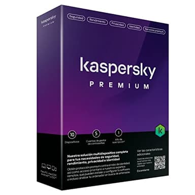 Kaspersky Premium 2023 | 5 dispositivo | 1 año | Caja Mini No CD | Seguridad Avanzada: Anti-Phishing y Firewall | VPN ilimitada | Gestor de contraseñas | Control parental | Soporte 24/7 | PC/Mac/Móvil