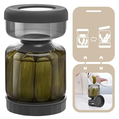 Luvan Tarro para Encurtidos, 1L/34oz Tarro Aceitunas Separador Liquido, Tarro de Cristal para Aceitunas, Ideal para Encurtidos, Aceitunas, Kimchi Y Chiles JalapeñOs