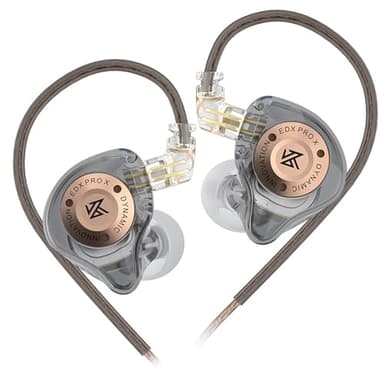 LINSOUL KZ EDX Pro X - Auriculares in-ear con controlador dinámico único, monitor de alta fidelidad con forma ergonómica, auriculares para juegos con cable (sin micrófono, gris)