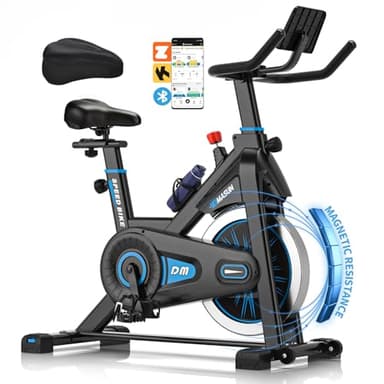 Bicicleta Estatica, Bici Estatica DMASUN Compatible con APP, Resistencia Magnética, Cojín de Asiento Cómodo, Ejercicio Silencioso, Capacidad 160 kg (Funda Sillin Bicicleta Estatica Incluida)