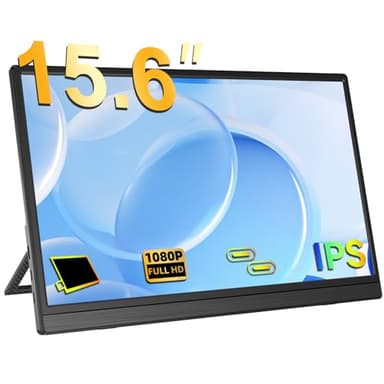 Newsoul Extrander Monitor portátil de 15.6 Pulgadas Extrander Segunda Pantalla para portátil con Mini HDMI/USB Tipo C/Altavoces duales/VESA/Smart Bracket FHD 1080p IPS Mate Pantalla amigable para los