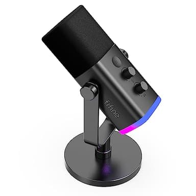 FIFINE USB XLR Gaming Microfono per PC PS4 PS5, Dinámico Micrófono de Streaming Podcast, para Estudio Podcasting Grabación