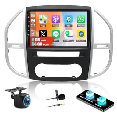 4G+64G Android 13 Radio Coche para Mercedes Benz Vito 3 W447 (2014-2020) con Carplay Android Auto,Pantalla de 10 Pulgadas con Navegador GPS Bluetooth WiFi FM/RDS HiFi+ Cámara Trasera