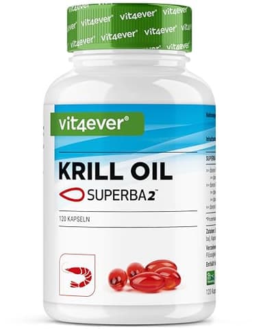 Aceite de Krill - 120 Cápsulas - Premium: Aceite de Krill Antártico Superba - Rico en EPA + DHA + Astaxantina + Fosfolípidos + Ácidos grasos Omega 3 - De cultivo sostenible.