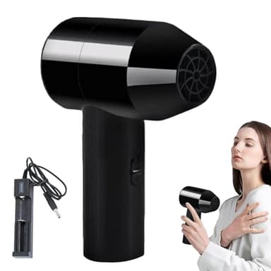 Secador de Pelo Inalámbrico Recargable Genérico, Negro, Secador de Pelo USB, Silencioso, ABS, Para Estudiantes y Artistas, Herramienta de Peinado Portátil de Secado Rápido