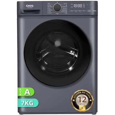 CHiQ CW07123863AX Lavadora integrable - 7kg, Clase A, Motor BLDC 1200 RPM, Vapor y Lavado rápido, 15 Programas, Diseño compacto (60x46,5x84cm) - Gris moderno