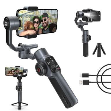 ZHIYUN Smooth-5S [Official] Estabilizador de cardán para iPhone 3 Ejes con trípode, Gimbal para Smartphone con Luz Selfie, estabilizador de teléfono móvil para FilmIC Pro, Vlog,