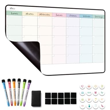 Planificador Semanal/Mensual Magnetico,Pizarra Nevera Magnetica,Organizador Semanal,Calendario Semanal Planificador Magnetico Nevera 42×28cm - en español