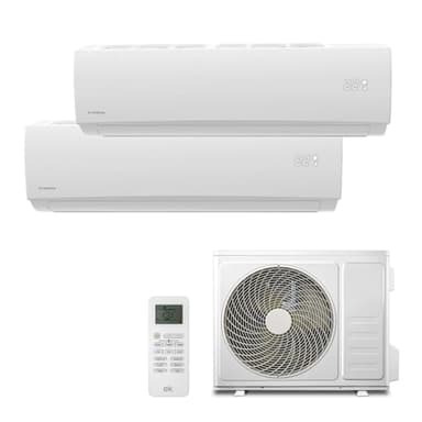UNIVERSALBLUE | Aire Acondicionado Multi Split, 2300+ 3000 Frigorías, Inverter A++, 2 Unidades Interiores, 1 unidad exterior, Modos: Automático, Frío, Calor, Ventilador, Deshumidificador, 21000BTU