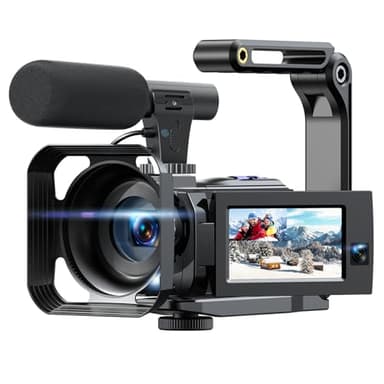 Cámara de vídeo 5K videocámara 56MP Doble Lente WiFi 16X Pantalla táctil de 3.0" cámara Vlog para Youtube grabadora de vídeo con visión Nocturna por Infrarrojos 2 baterías, Tarjeta de 64GB,micrófono