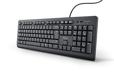 Trust Taro Teclado - Disposición QWERTY Español, Resistente a los Vertidos, Cable de 1.8m, Conexión USB, Windows, Mac, PC, Laptop, Ordenador Portátil, Negro