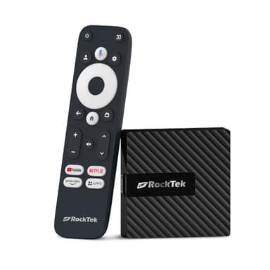 RockTek GB1 HDMI Dongle con Google TV, 2G RAM 16G RGM 4K Streaming Media Player Certificado Google Soporte Netflix, Disney+, Apple TV+, Chromecast, Dolby Vision/Audio, Voice Remote, WIFI5, BT5.0