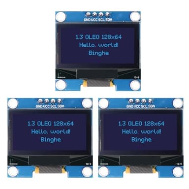 1,3" OLED I2C Display Modulo Binghe 3 Piezas 1,3" LED OLED Display I2C IIC OLED Display con SSH1106 Chip 128 x 64 Pixel I2C Visualización en Pantalla con Caracteres Azules Compatible con Arduino