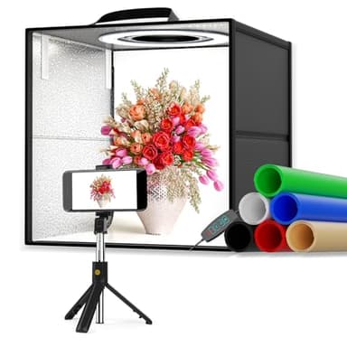 Sunowl Caja De Luz Fotografía,Portátil Caja de Luces Fotografía Profesional 120 Luces LED,Kit Iluminación Fotografía de 6 Láminas de Fondo de PVC（30X30X30CM）