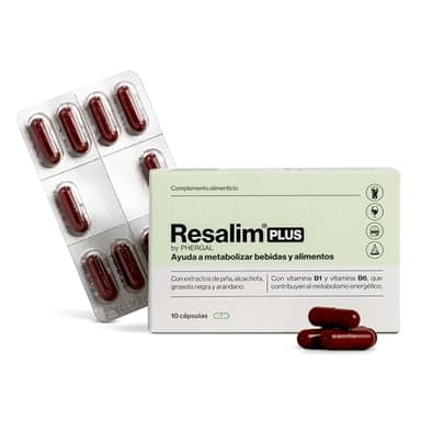 ResalimPLUS - Complemento Alimenticio para Ayudar a Metabolizar Bebidas y Alimentos, Ayuda a disminuir el cansancio y la fatiga - 10 Comprimidos